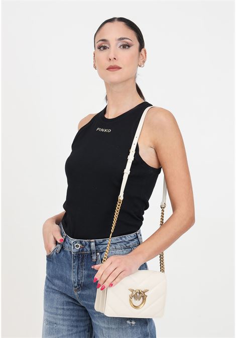 Women's black ribbed top with lettering logo PINKO | 100822-A15EZ99