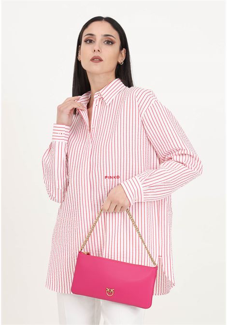 Red and white striped seersucker women's shirt PINKO | 102476-A1O9ZR2