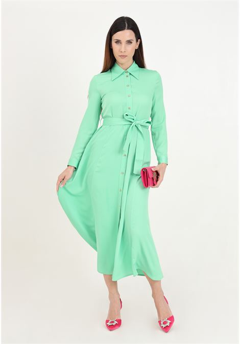 Green matte satin shirt dress for women PINKO | 102834-A1NOT38