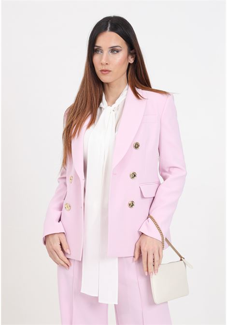 Orchid pink women's double-breasted blazer with metal buttons PINKO | 102859-A14IN98