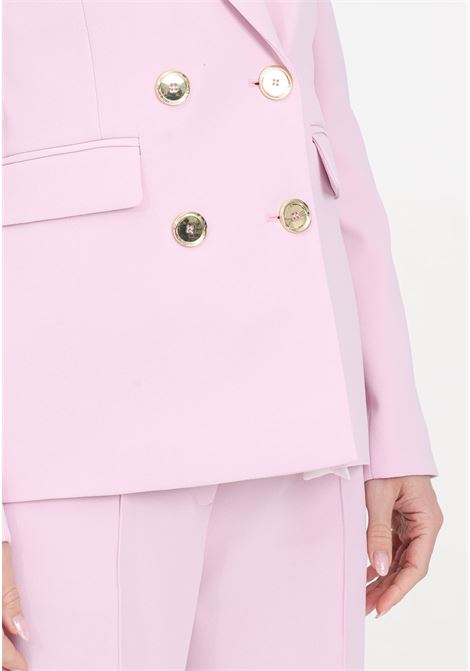 Orchid pink women's double-breasted blazer with metal buttons PINKO | 102859-A14IN98