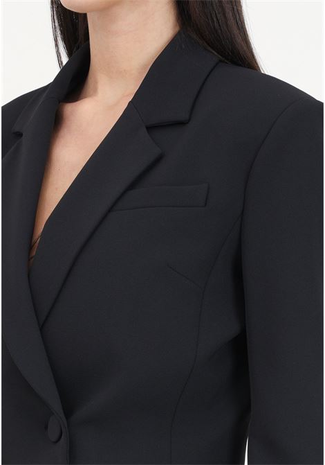 Elegant black cropped limousine women's jacket with feather cuffs PINKO | 102865-A1JXZ99