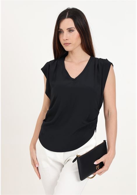 Black women's blouse with rounded hem PINKO | 103113-A1O8Z99