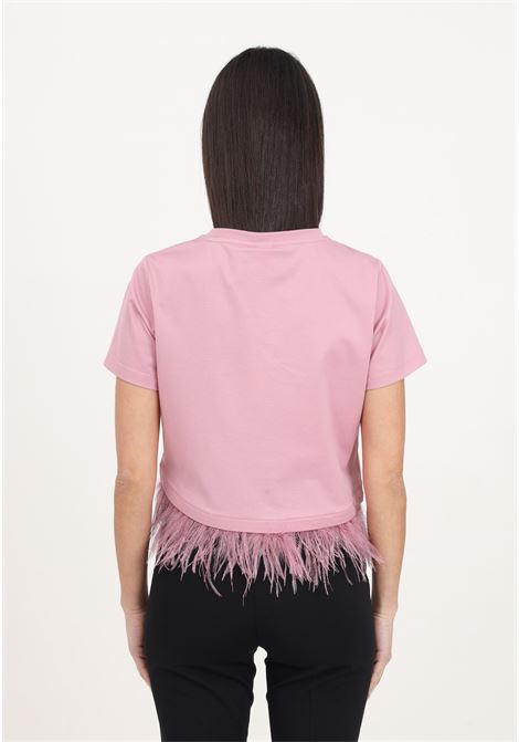 Pinko cities orchid pink women's t-shirt with feathers PINKO | 103130-A1LVN98