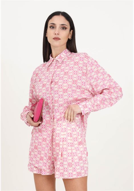 Butter/pink shirt in embroidered monogram muslin PINKO | 103194-A1Q1DN3