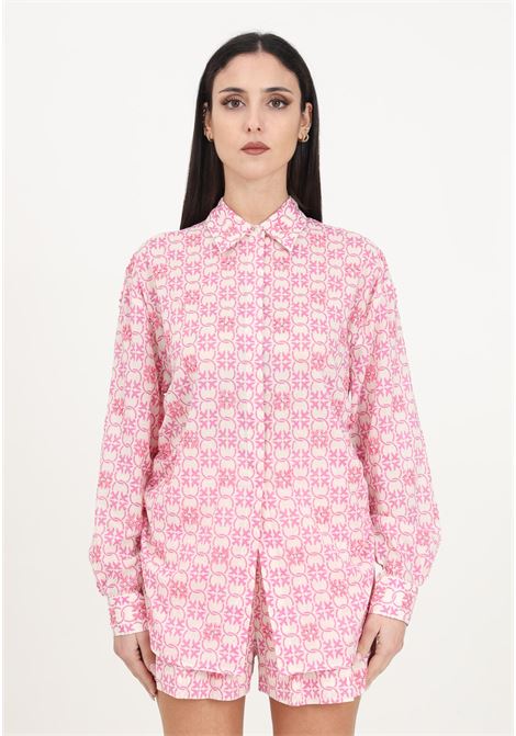 Butter/pink shirt in embroidered monogram muslin PINKO | 103194-A1Q1DN3