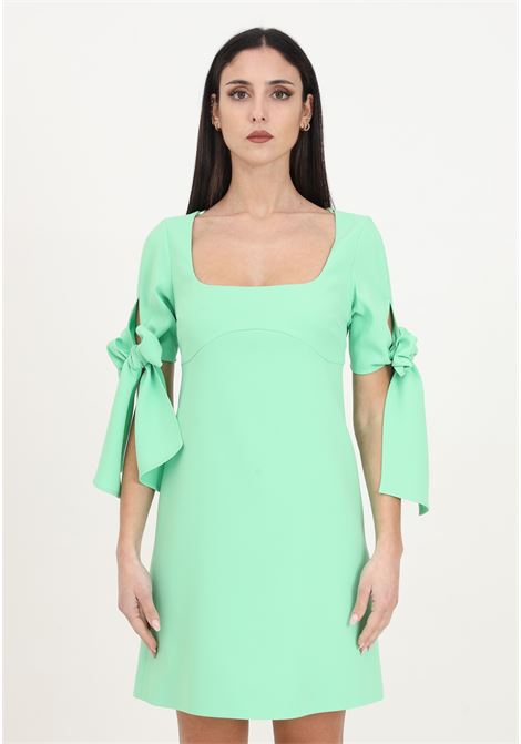 Bouquet green women's mini dress with bow on the sleeves PINKO | 103223-7624T38