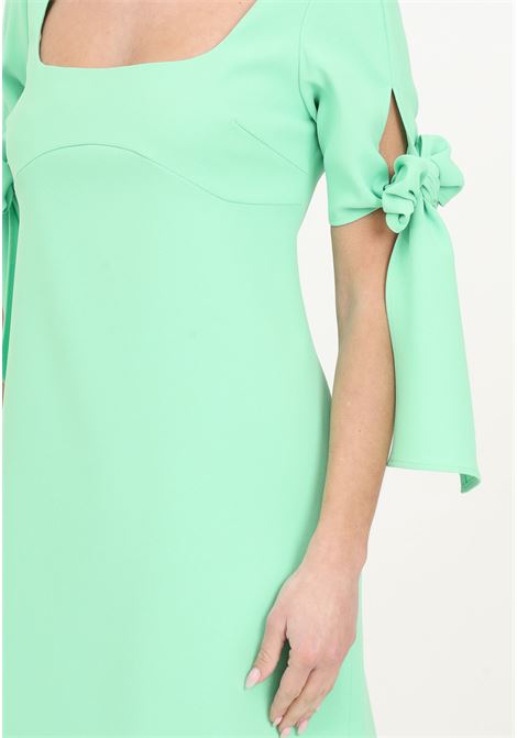 Bouquet green women's mini dress with bow on the sleeves PINKO | 103223-7624T38