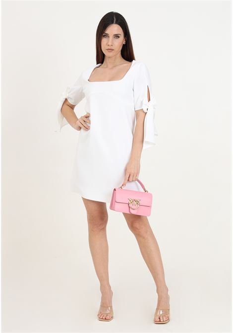 Short white dress for women with bows on the sleeves PINKO | 103223-7624Z15