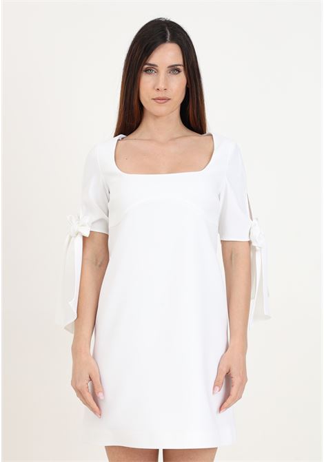 Short white dress for women with bows on the sleeves PINKO | 103223-7624Z15