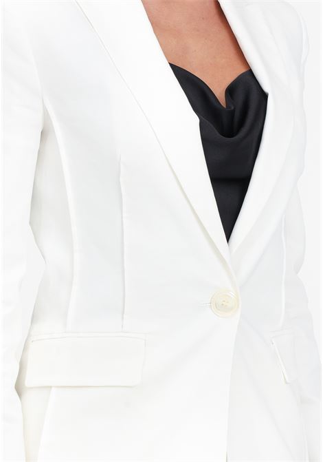 Blazer da donna bianco seta monopetto lino stretch PINKO | 103244-A1PAZ07