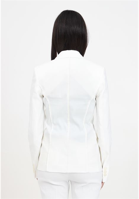 White single-breasted silk linen stretch women's blazer PINKO | 103244-A1PAZ07