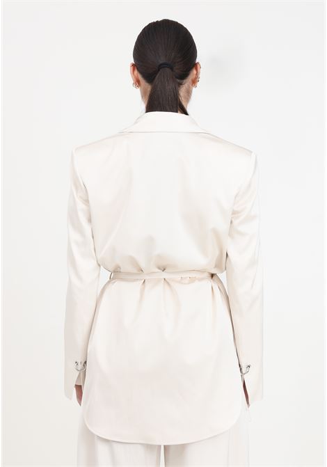 Ivory women's satin blazer with thin belt PINKO | 103567-A1U1P97