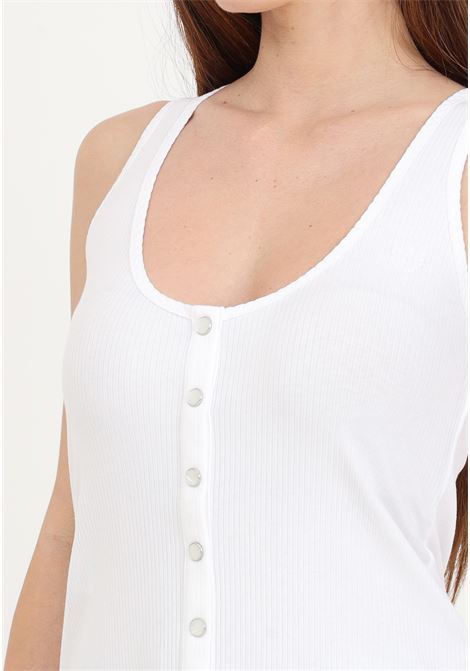 White ribbed women's tank top with mother-of-pearl buttons PINKO | 103572-A1X4Z04