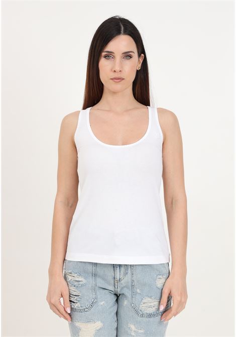 Women's white tank top with Love Birds embroidery PINKO | 103573-A1X4Z04