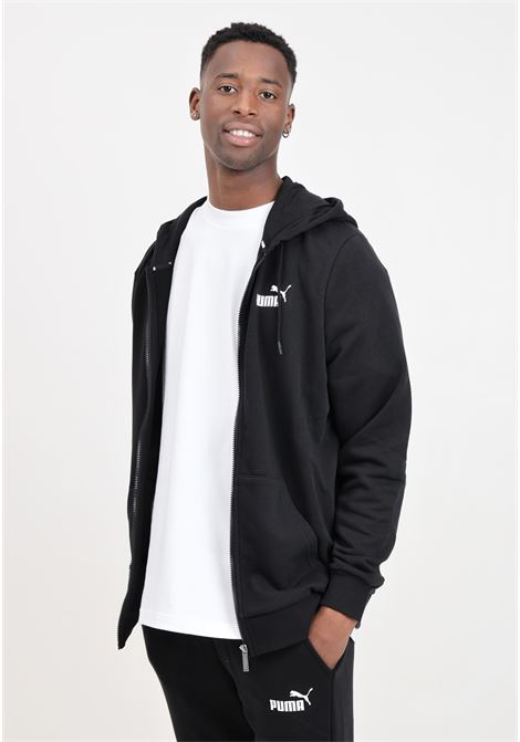 Essentials men's black full-zip hoodie with small logo PUMA | 58670401