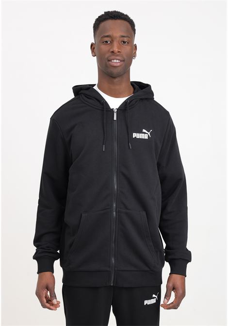 Essentials men's black full-zip hoodie with small logo PUMA | 58670401