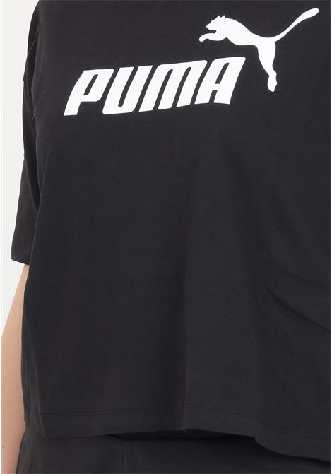 Black women's t-shirt Ess cropped logo tee PUMA | 58686601