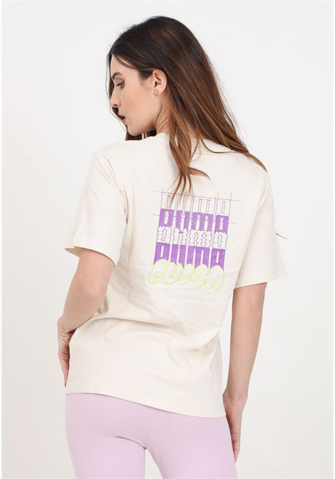 T-shirt da donna beige Classics brand love PUMA | 62497287