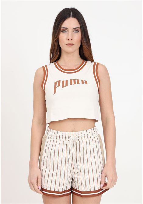 Puma team graphic crop beige women's top PUMA | 62502487