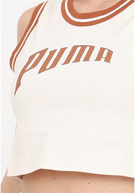 Puma team graphic crop beige women's top PUMA | 62502487