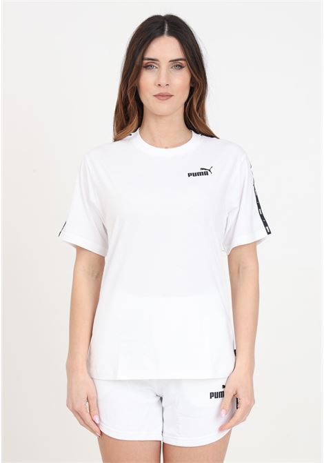 T-shirt da donna bianca e nera Ess Tape PUMA | 67599402