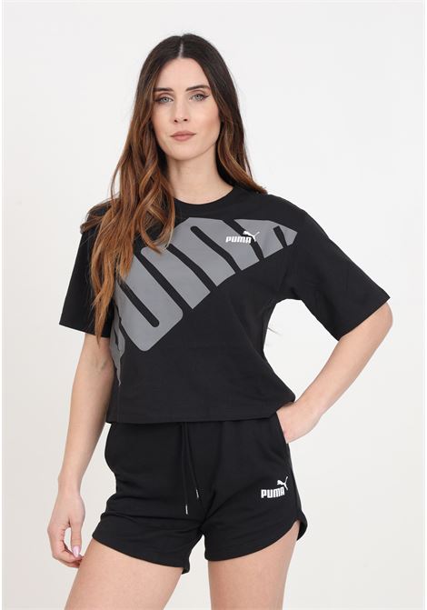 Puma power cropped tee black women's t-shirt PUMA | 67789601