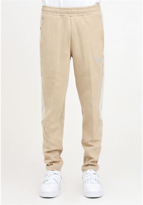 Beige men's sports trousers with reflective evostripe logo PUMA | 67899783