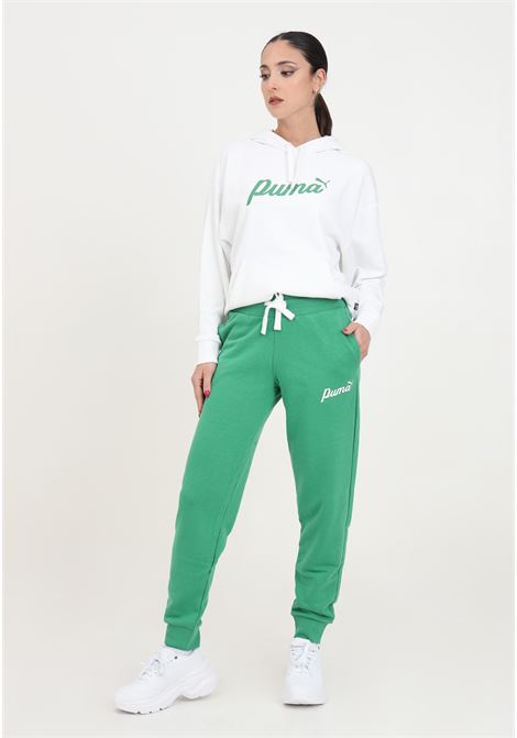 Essentials+ blossom script women's green tracksuit trousers PUMA | 67935086