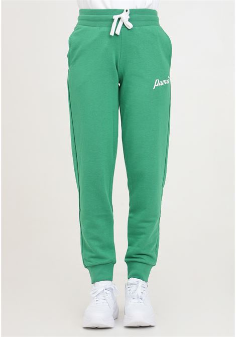 Essentials+ blossom script women's green tracksuit trousers PUMA | 67935086