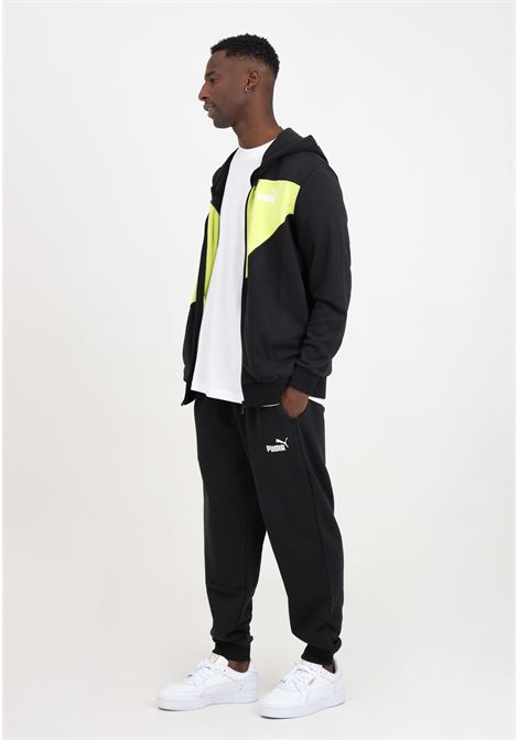Power Tracksuit black and neon yellow men's tracksuit with white logo print PUMA | 67973051