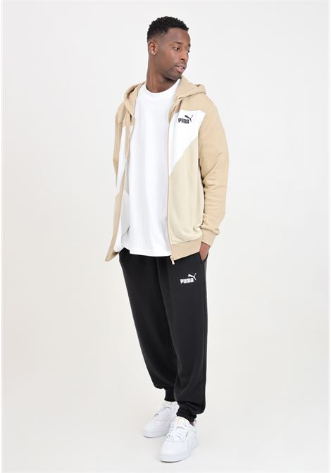 Beige, white and black men's tracksuit with white logo print Power Tracksuit PUMA | 67973083