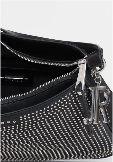 Borsa da donna nera lettering logo metallo argentato e borchie allover RICHMOND | RWP24099BOTABLACK