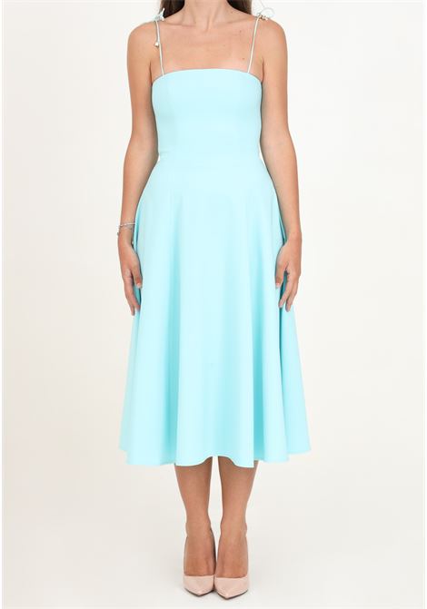 Women's light blue midi dress with full skirt SANTAS | SPV24002AZZURRO