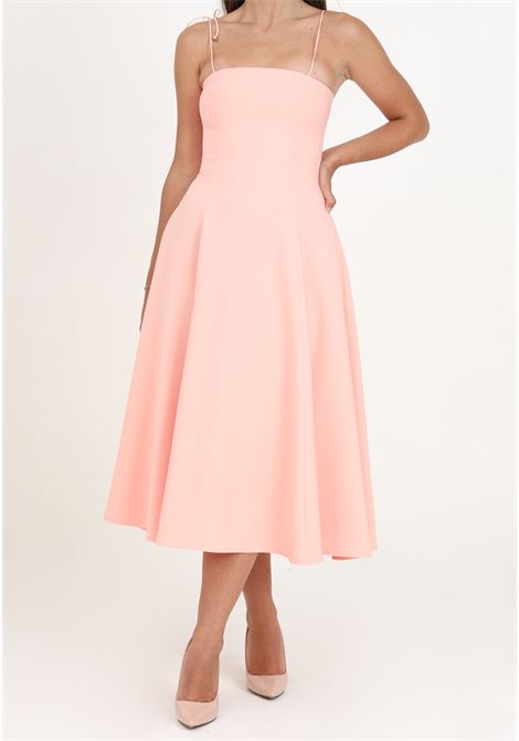 Women's pink midi dress with full skirt SANTAS | SPV24002ROSA