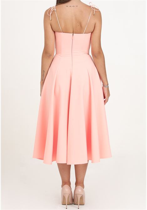 Women's pink midi dress with full skirt SANTAS | SPV24002ROSA