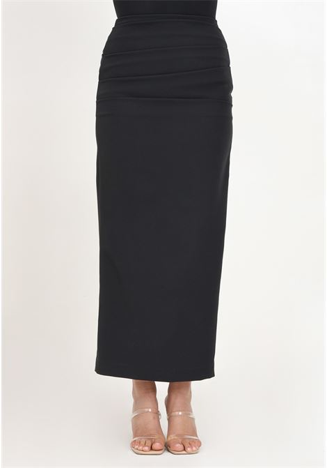 Long black women's skirt with draping SANTAS | SPV24004NERO