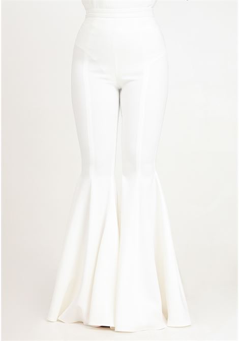 Pantaloni da donna bianchi a zampa SANTAS | SPV24005BIANCO