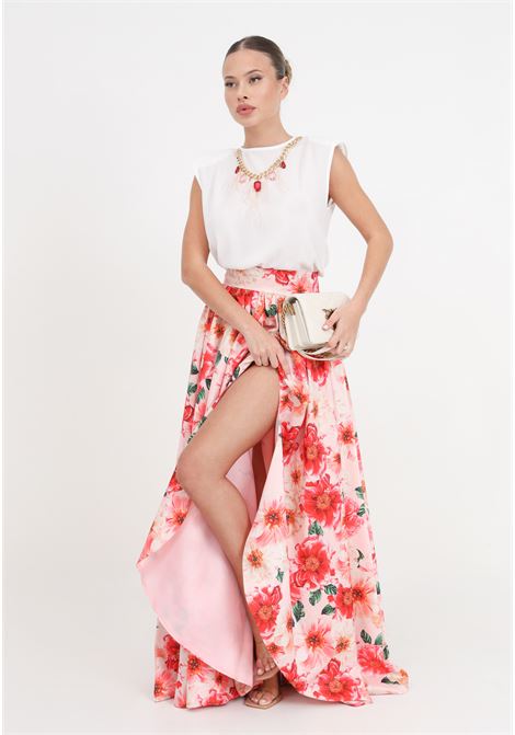 Floral print women's skirt S#IT | SH24038PEONIA