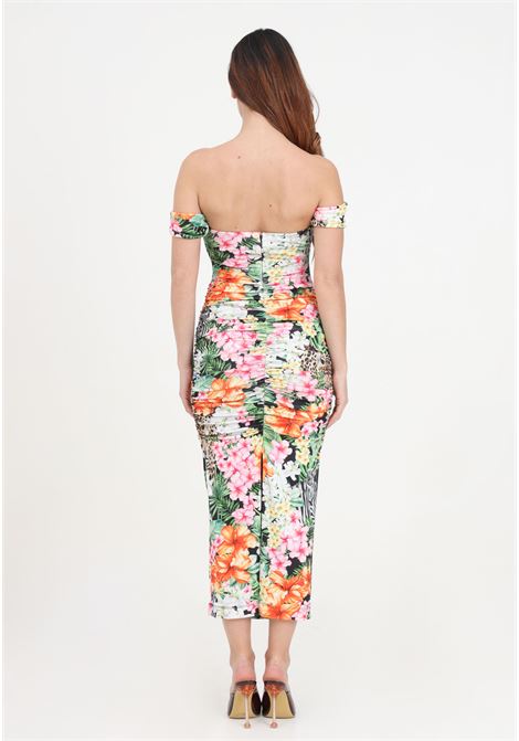 Floral patterned women's dress S#IT | SH24048BLACK-SAVANA