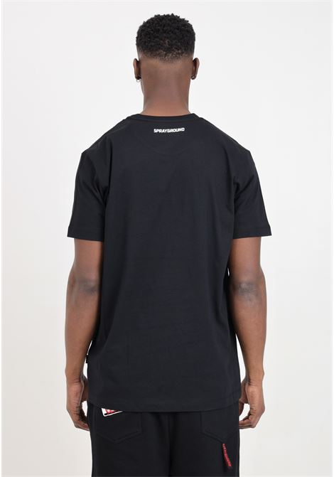 T-shirt da uomo nera stampa bocca squalo sul davanti SPRAYGROUND | SP421BLK.