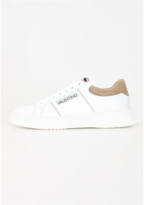 White and leather sneakers for men and women with logo lettering VALENTINO | 92S3909VITW-CUOIO