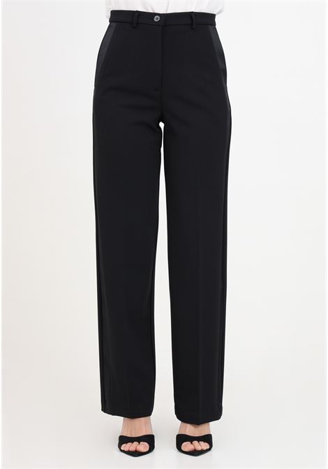 Black women's trousers with satin effect pockets VICOLO | TB0048A99