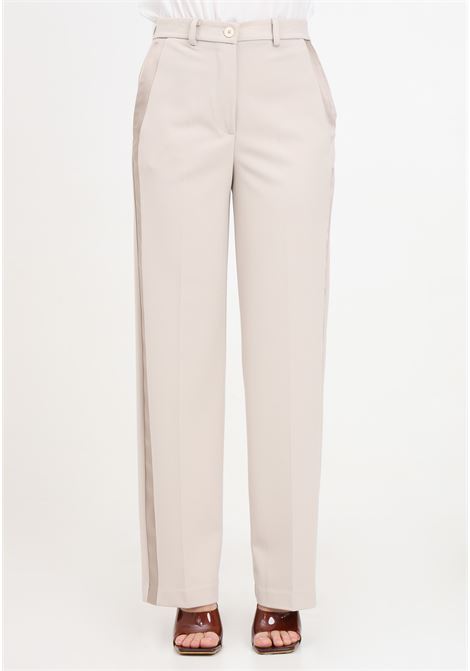 Beige women's trousers with satin effect pockets VICOLO | TB0048BU06