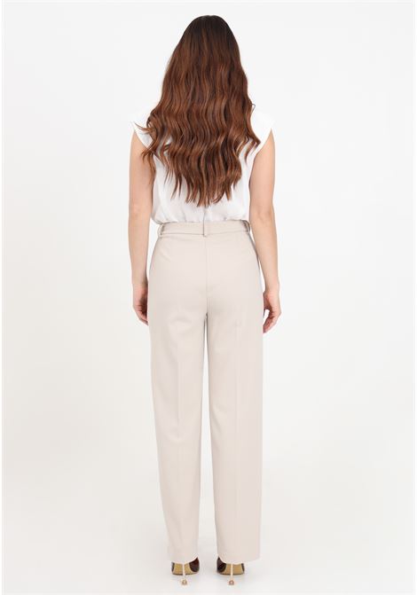 Beige women's trousers with satin effect pockets VICOLO | TB0048BU06