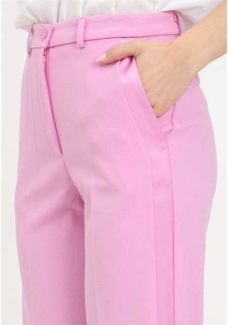 Pantaloni donna rosa barbie con tasche effetto raso VICOLO | TB0048BU42