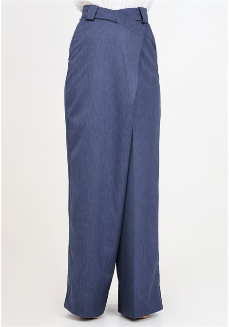 Midnight blue women's trousers with oblique closure VICOLO | TB0108A89