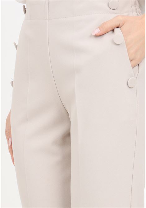 Beige women's trousers with buttons on the pockets VICOLO | TB0113BU06