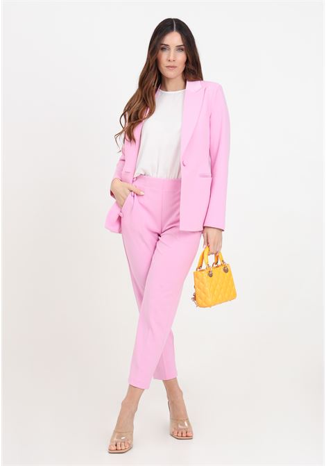 Barbie pink women's trousers with buttons on the pockets VICOLO | TB0113BU42