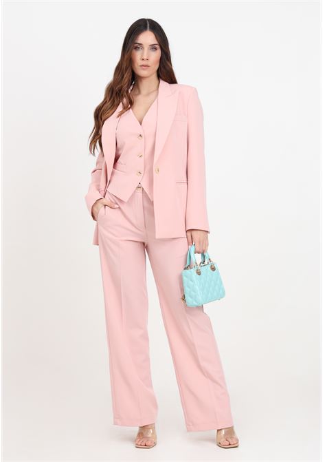 Dusty pink women's trousers with hidden buttons VICOLO | TB0236BU40-1